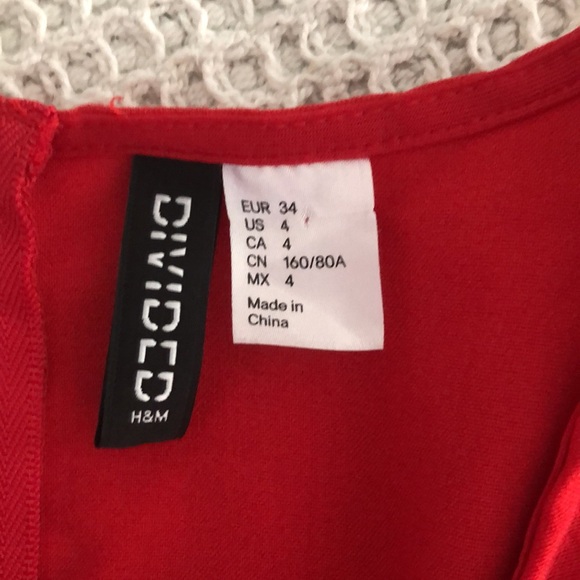 H&M size 4 Cherry Red Mini Dress Cut Out - Picture 3 of 3